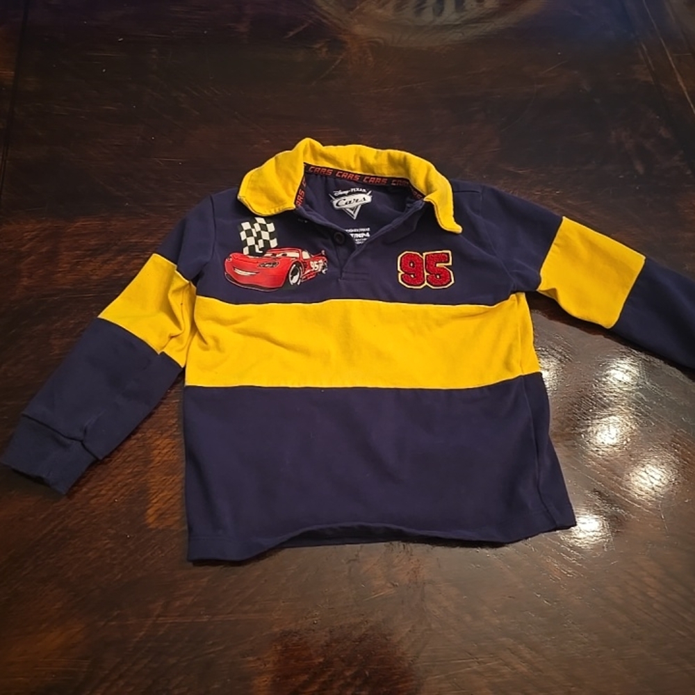 Kids Navy and Yellow Cars Long Sleeve Shirt